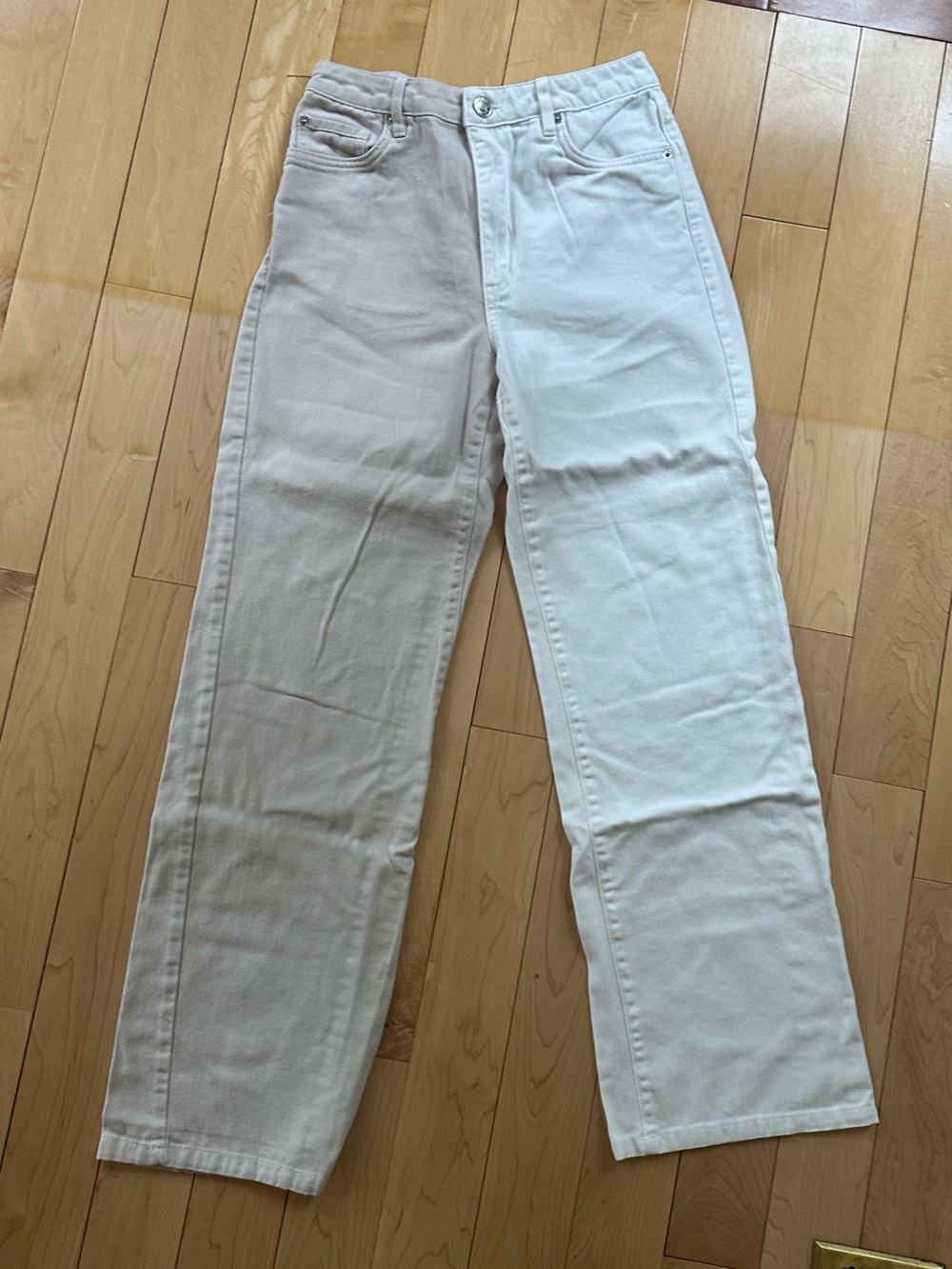 Garage Two Tone Cream Straight-Leg Jeans